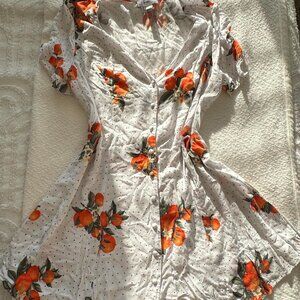 Citrus Fruit Print Polka Dot Sundress
